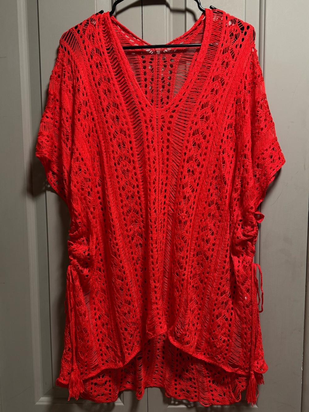 Red Crochet Cover-Up Tunic - Women Swim